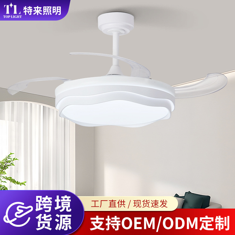 Ventilador de Techo Invisible con Luz de Hierro y ABS, Regulable con Control Remoto, para Sala de Estar y Dormitorio