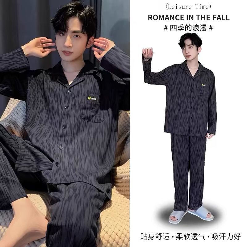 Pijamas de algodón para hombres primavera y otoño pantalones de mangas largas 2024 nuevo tipo de ropa casera de tamaño grande se puede usar fuera
