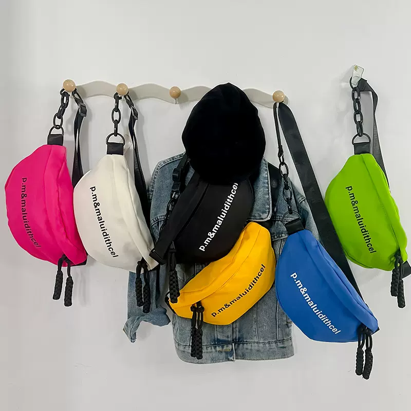 潮酷男童斜挎包个性字母简约百搭女孩儿童胸包幼儿外出单肩小腰包