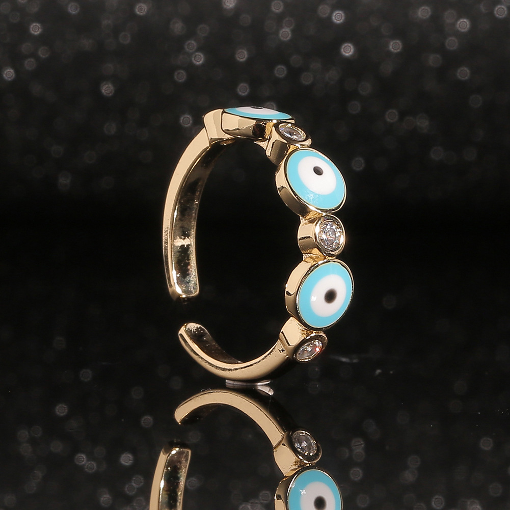 Jewelry Supply Copper Plated Real Gold Dripping Eye Fashion Ring