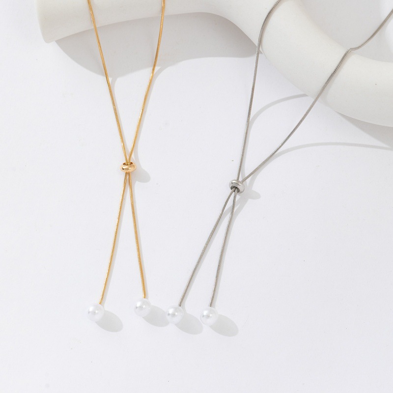 Lange Verstellbare Perlenkette Damen Elegante Vielseitige Kette_voghion.com