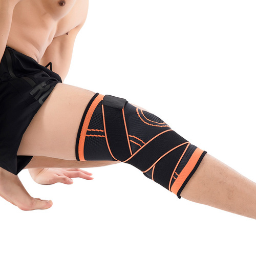 跨境绑带运动护膝登山健身透气立体编织护具保护膝盖防滑篮球装备