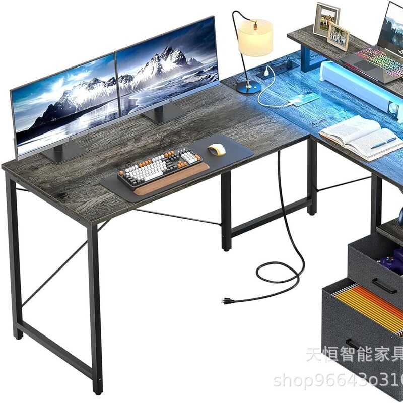 L Shaped Computer Desk with Storage File Drawer Reversible Home Office Desk with Embedded Power Strip L Shaped Computer Desk with Storage File Drawer Reversible Home Office Desk with Embedded Power Strip