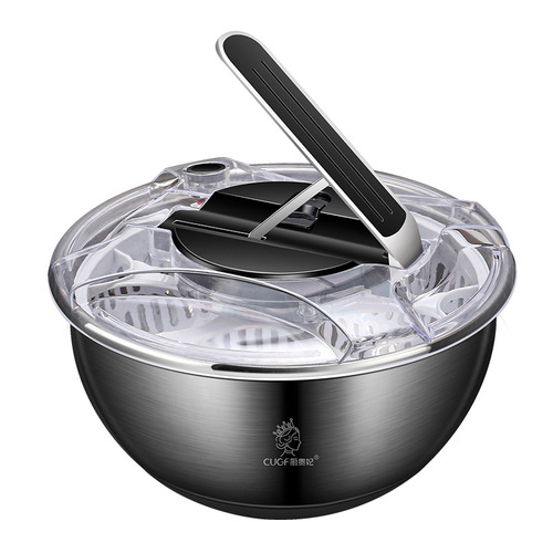 Stainless steel vegetable dehydrator, salad spinner, fruit and vegetable drain basket, household vegetable washing machine, quick press and water spinner