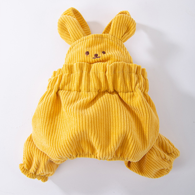 秋冬保暖可爱小熊灯芯绒背带裤两脚裤宠物狗狗猫咪衣服中小型犬|undefined