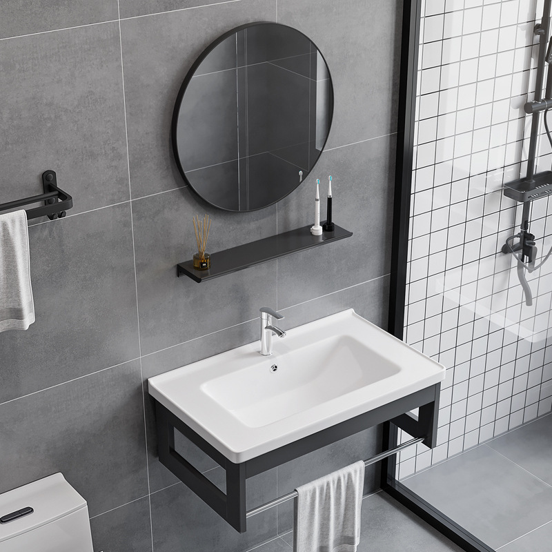 Simple Wash Basin Aluminum Bracket Bathroom Cabinet Combination Wash Basin Wall-Mounted Mini Small Apartment Bathroom Basin