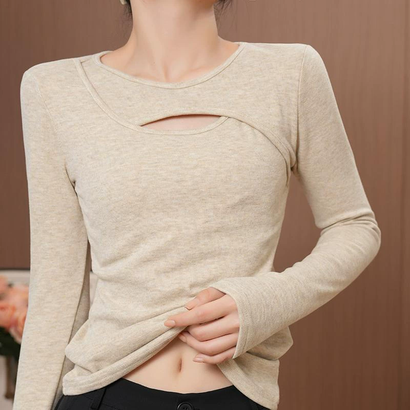 Body-friendly осенний дизайн облегающий длинный рукав с круглым воротником, тренд сезона