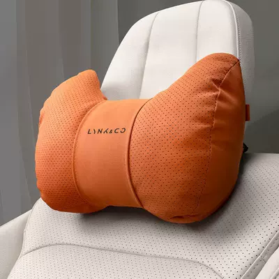 Neck Pillow, Car Interior Decoration Accessories — Headrest - lynk-co-car-logo-yacht-velvet-ideal-orange-headrest-standard