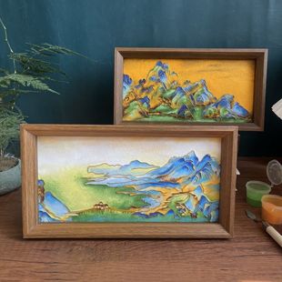 Cloisonné Enamel Painting DIY Novice Material Package Qianli Jiangshan Painting Landscape Table Non-Material Cultural Heritage Handmade Gift