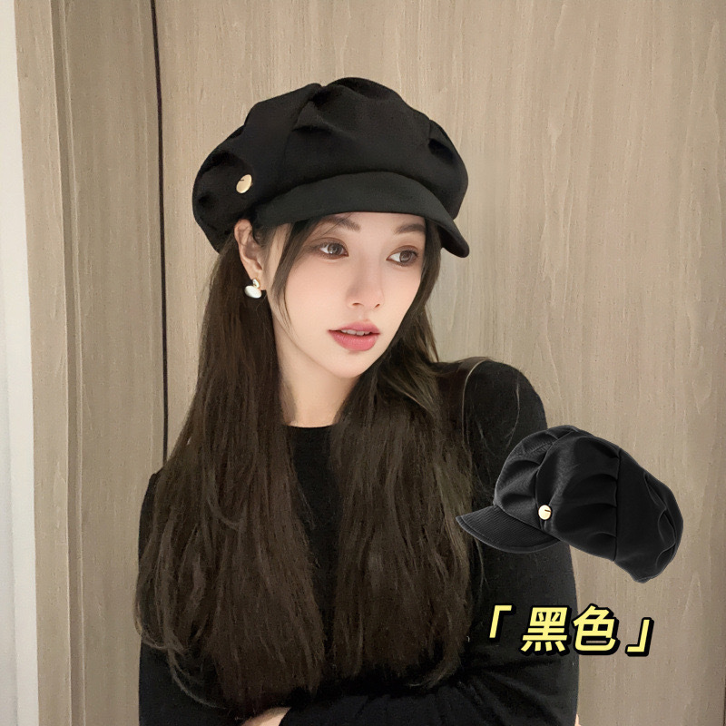高级感贝雷帽子女秋冬季时尚百搭显脸小画家帽清新甜美八角报童帽|undefined