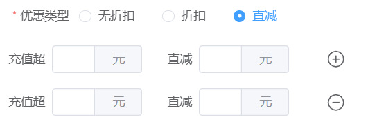 会员权益设置 添加充值直减规则