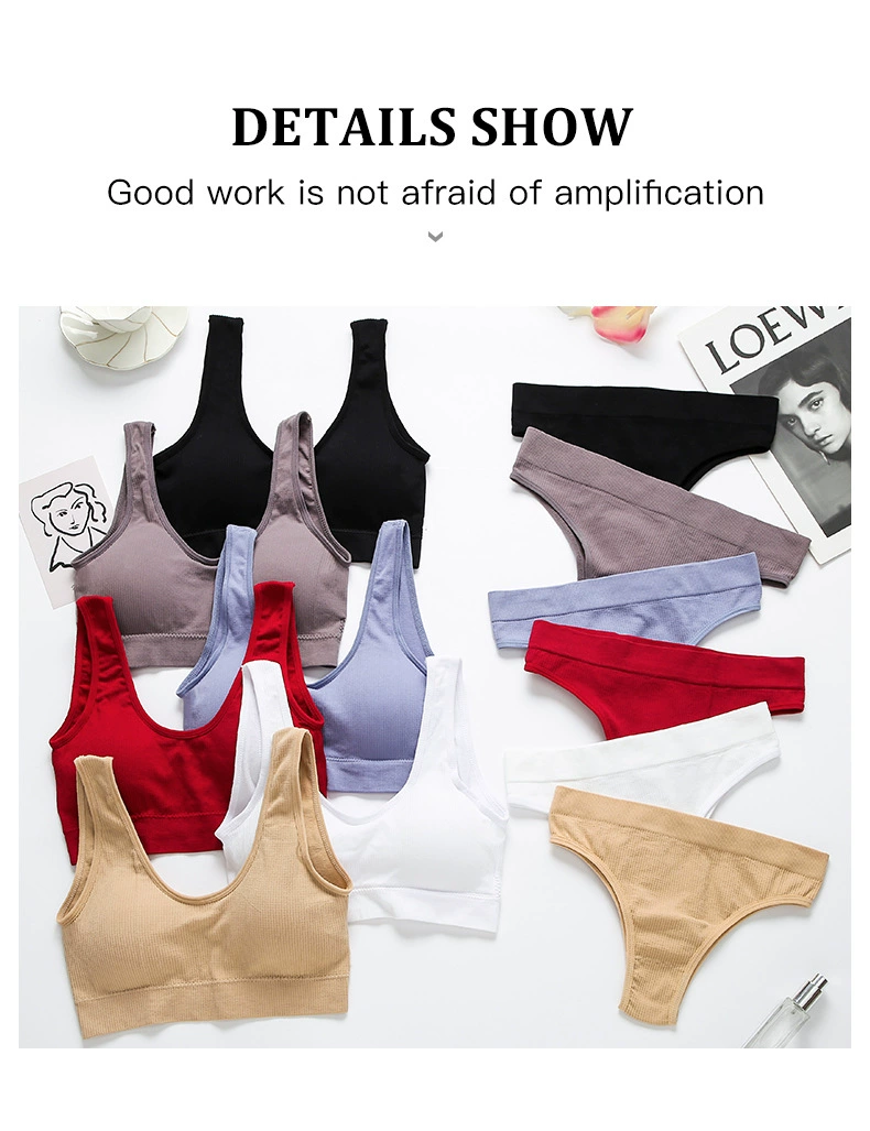 sexy bra panty Seamless Wireless Women Bra Set Female Panties Underwear Set Basic Crop Tops Push Up Sports Lingerie Briefs Intimate New red bra set