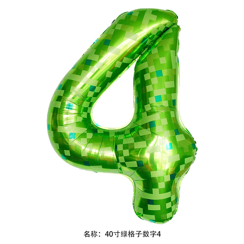 新しいクロスボーダー漫画スタイルのマインクラフトバルーンピクセルデジタル4Dブロック誕生日バナーレターバルーン|undefined