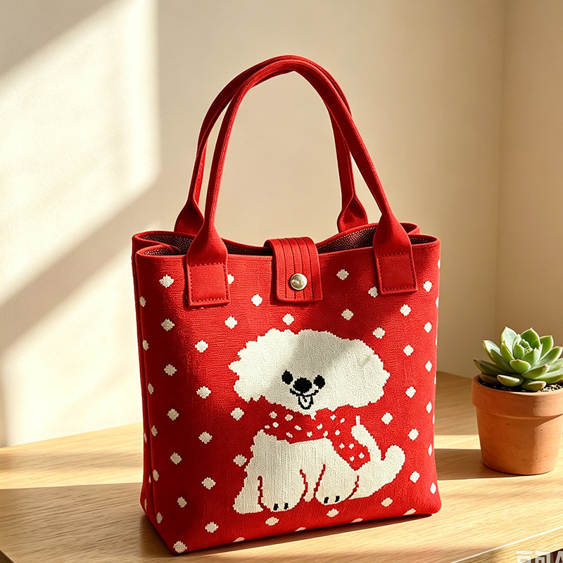 Souvenir gift bag, knitted handbag, new large-capacity tote bag for women, company holiday gift bag