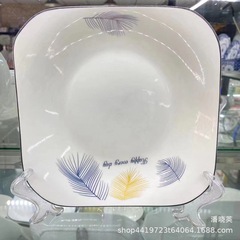 7.5インチ8.5インチ陶磁器皿如意方形皿陶磁器皿卸売り台所家庭用炒め皿金花