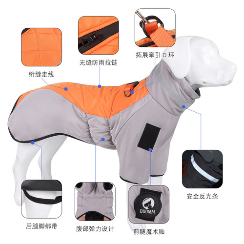 Autumn and winter new pet clothes, reflective thickened dog clothes, warm dog cotton clothes, pet clothes wholesale