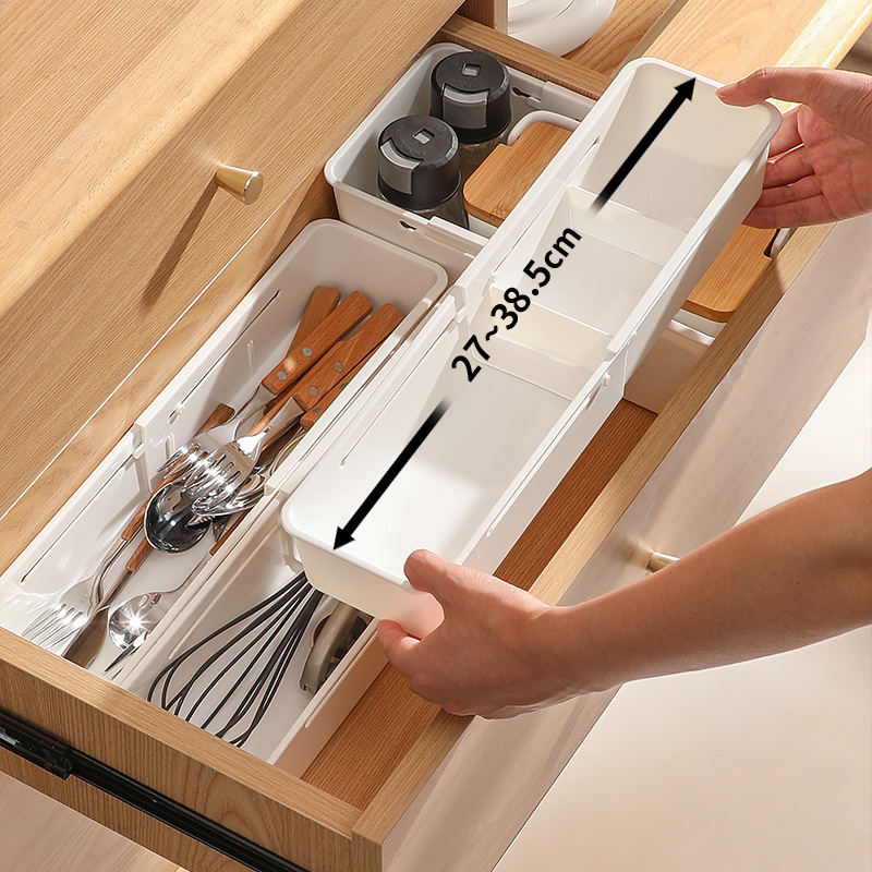 引き出し固定伸縮収納ボックス食器オーガナイザー家庭用化粧品文具薬用分割伸縮ボックス|undefined