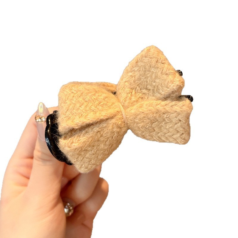 蝴蝶结丸子头的抓夹女秋冬针织夹子头饰发夹后脑勺盘发神器鲨鱼夹|undefined