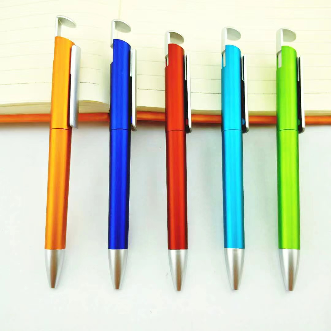 喷漆广告中性笔   塑料手机支架笔按压式按动办公文具笔广告笔批