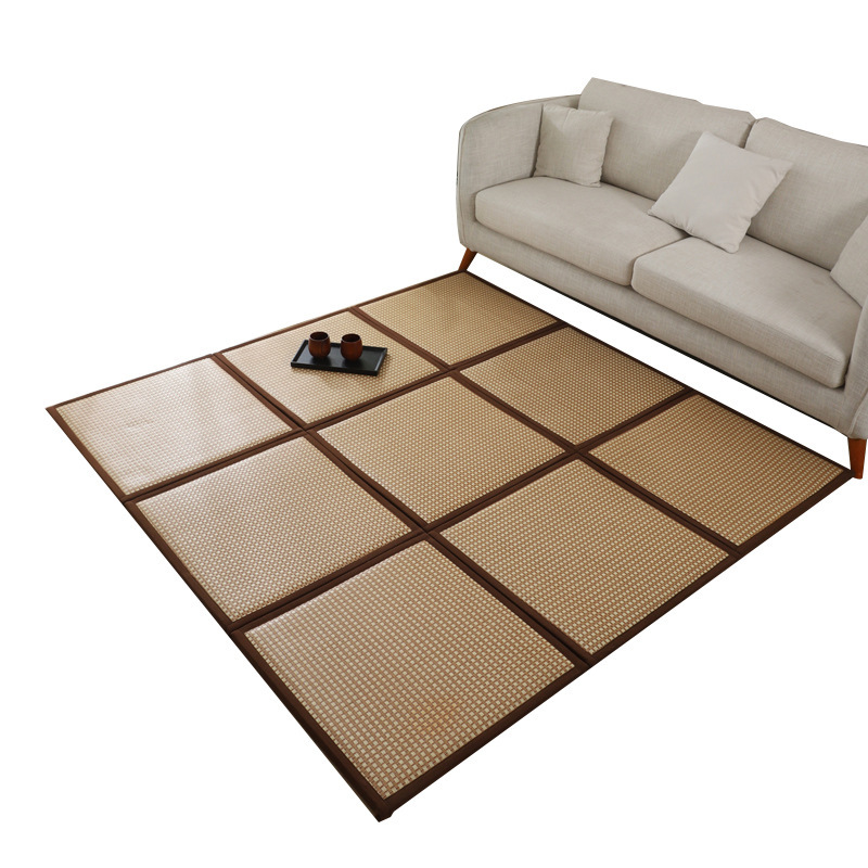 Alfombras de ratán tejidas para verano, fáciles de ensamblar, alfombras frescas para casas de huéspedes, alfombras de cobertura completa para salas de estar, alfombras para dormitorios, suministro directo del fabricante.