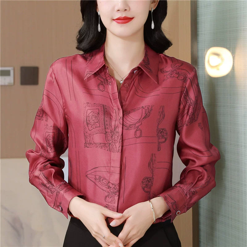 Французский! Старый канал! Кабинет! Шелковая рубашка с длинными рукавами из шелка