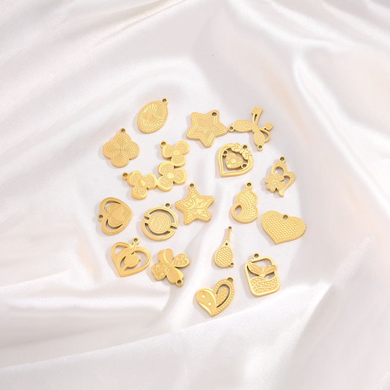 17mm Jewelry Making Size 1 Piece 17mm 304 Stainless Steel Star Heart Shape Floral Pendant