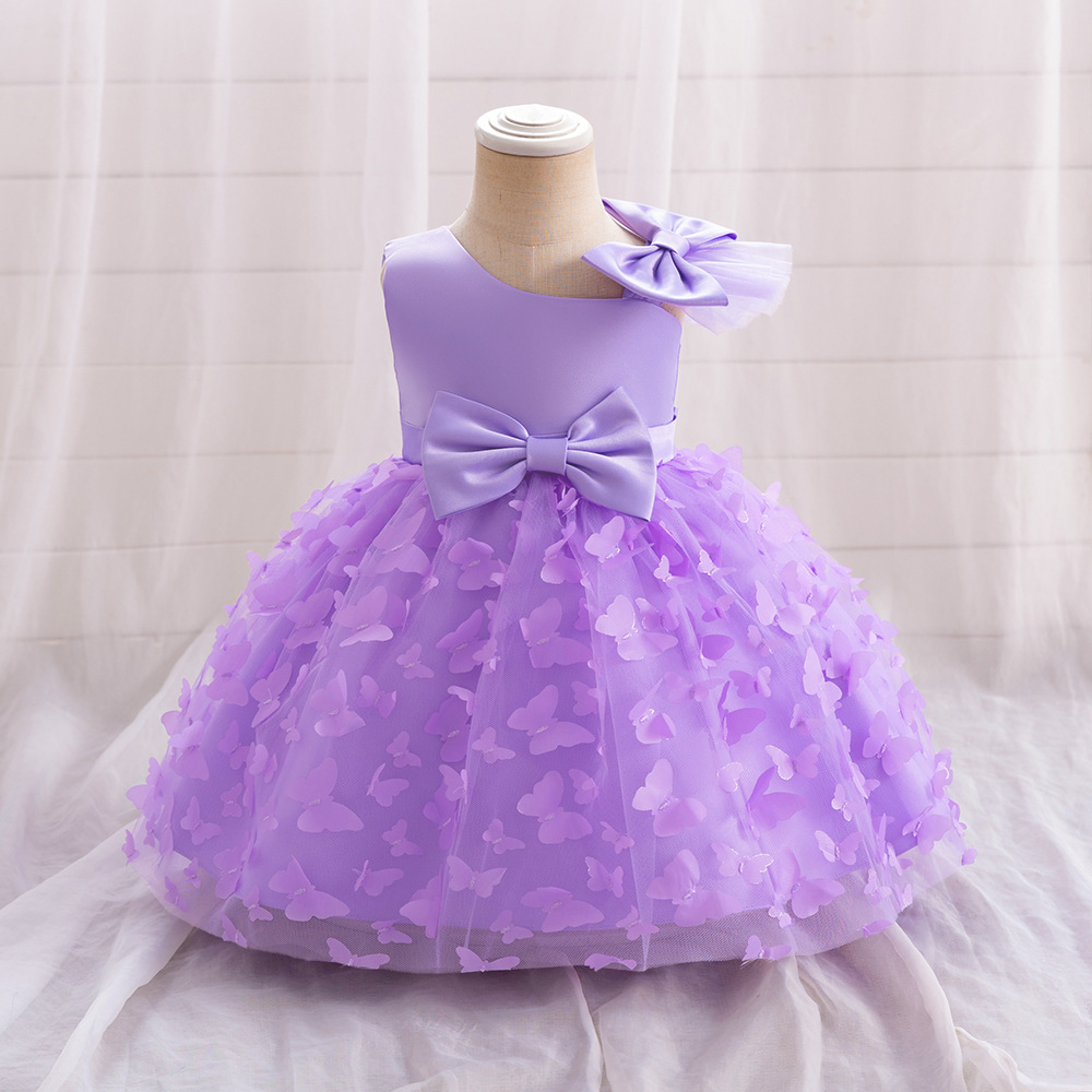 Nuevo vestido de princesa para niñas, vestido de gasa de red para niños, niña, niña pequeña tridimensional, falda de tutú de mariposa, falda de cumpleaños
