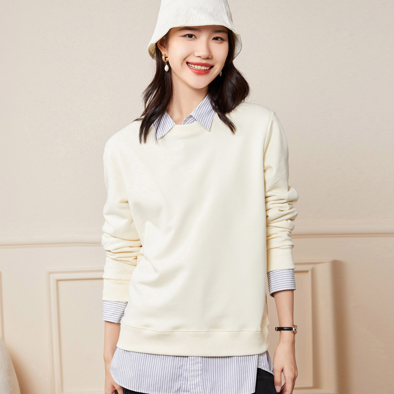 Pure Cotton Round Neck Pullover Sweatshirt for Women, Loose Large Size, Solid Color, Long Sleeve, Spring and Autumn Wear, Sports Top, Casual Style Pure Cotton Round Neck Pullover Sweatshirt for Women, Loose Large Size, Solid Color, Long Sleeve, Spring and Autumn Wear, Sports Top, Casual Style