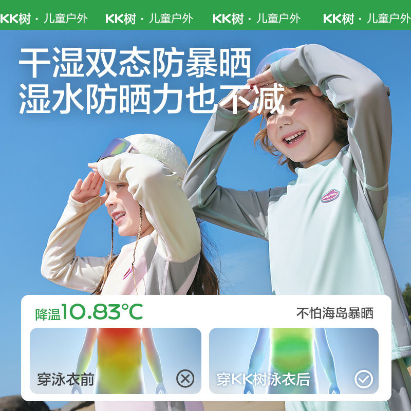 KK Tree Traje de baño para niños Niños y niñas Traje de baño dividido de manga larga Traje de spa protector solar de playa para bebés