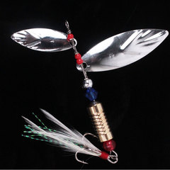 Manufacturer wholesale cocktail spinning glitter 5g 6g 7g 9g feather three hooks willow leaf hard lure fishing lure