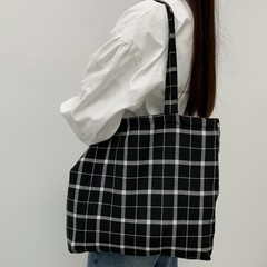 2025夏季日系格子条纹时尚休闲几何流行韩版通勤托特包女学生帆布