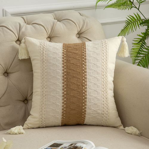Cotton and Linen Fringe Pillowcases Bohemian Style Living Room Sofa Cushion Office Car Cushion Amazon Home