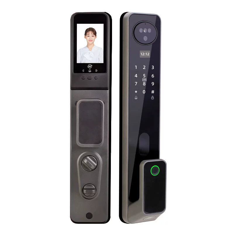 ✅Cross-mirror graffiti fingerprint lock, fully automatic home face recognition smart lock, visual cat-eye intercom smart door