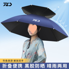 伞帽头戴雨伞帽子钓鱼头戴太阳伞户外采茶环卫防晒斗笠伞折叠大号