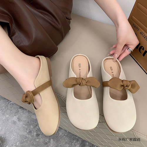 French-style bow sandals for women, 2025 summer collection—versatile, sweet, and perfect for outdoor wear with a delicate bow detail.