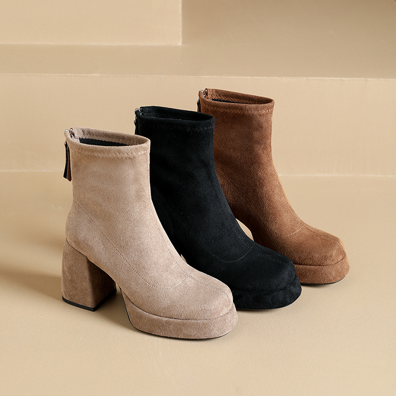 British Style Chunky Heel Martin Boots for Women, 2026 Autumn New Model, High Heels for Outerwear, Paired with Skirts, Slim Short Boots British Style Chunky Heel Martin Boots for Women, 2026 Autumn New Model, High Heels for Outerwear, Paired with Skirts, Slim Short Boots
