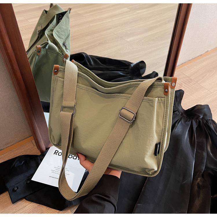 Canvas bag for women, large capacity, new Spring/Summer 2025, simple and versatile, single-shoulder crossbody bag, casual tote bag for school undefined