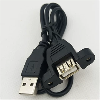 工厂供应编织屏蔽USB A公转A母数据线带耳朵螺母
