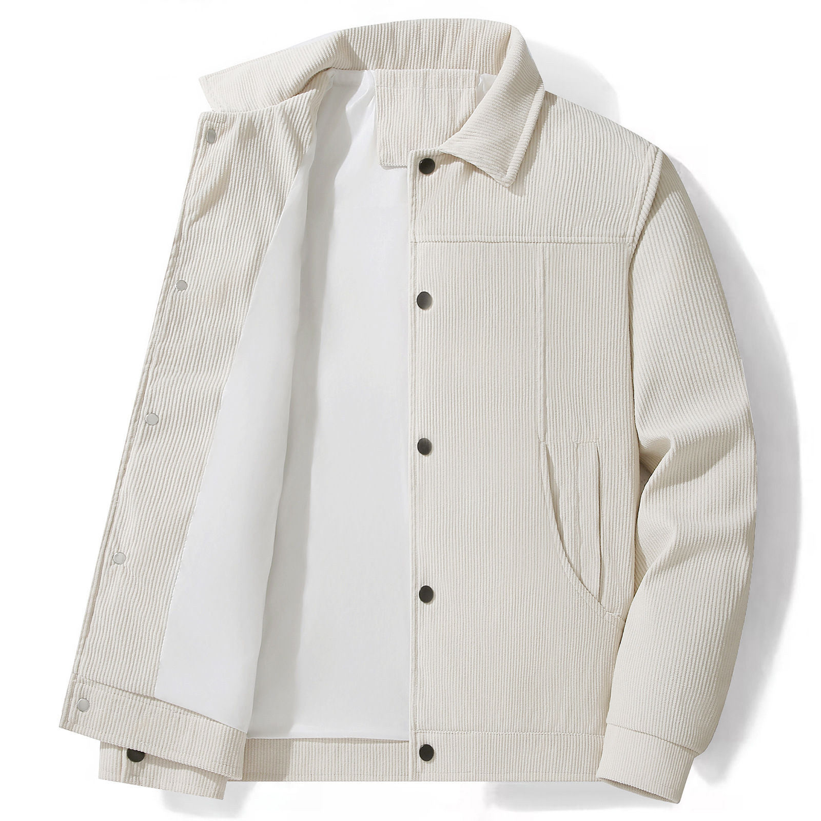 ​​Men's Corduroy Lapel Jacket – Lightweight Spring/Autumn Coat (Off-White/Black/Khaki/Army Green, M-5XL)​​_voghion.com
