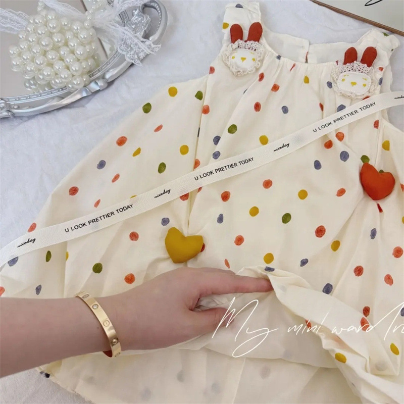 Vestido de siete niñas con limón salado, tesoro femenino de verano, estilo extranjero, lindo conejo tridimensional, amor, capullo, vestido de princesa, falda de chaleco