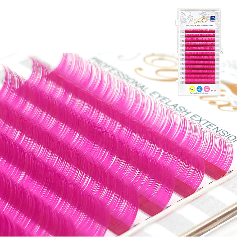 Fábrica de mezcla 0.07 pestañas de color, pestañas falsas, gran capacidad de injerto de vello redondo denso, pestañas al por mayor