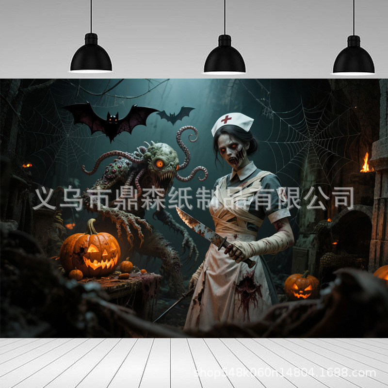 クロスボーダー新しいハロウィン背景布ハロウィンバナー吊り布ホラーパーティー装飾用品写真の背景|undefined