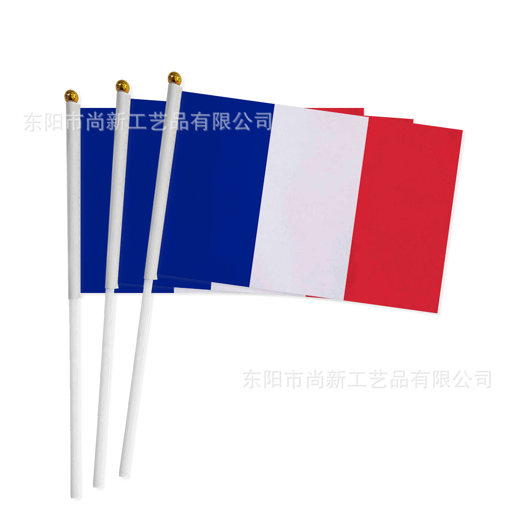 20 × 28cm Bandera del mundo con bandera de mano con barra de bandera de poliéster impresa en pantalla