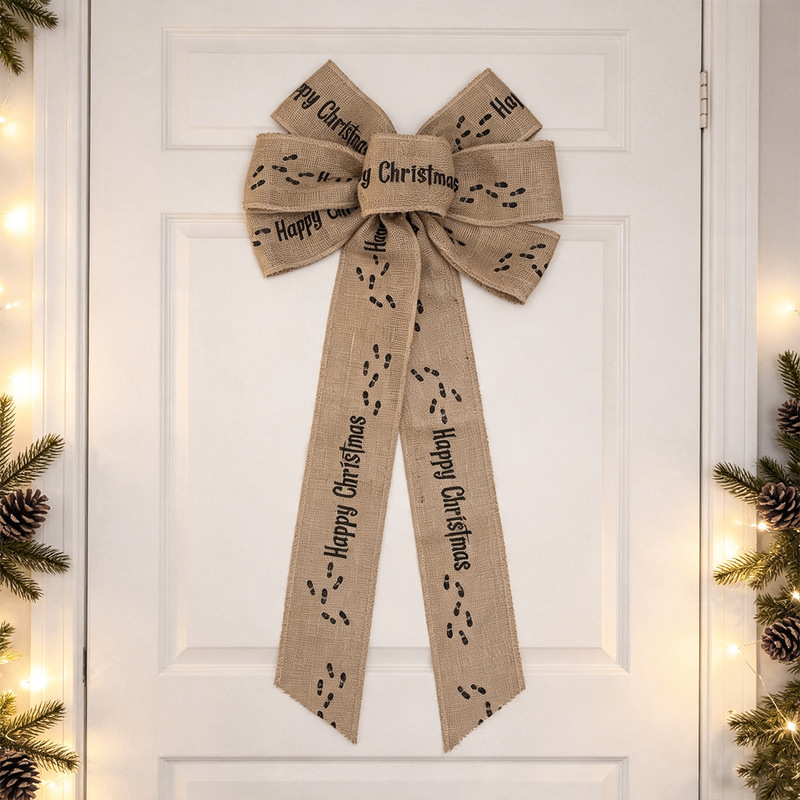 Best-selling Christmas Burlap Letter Bows in Europe and America, Christmas Decoration, Party Decoration Bows