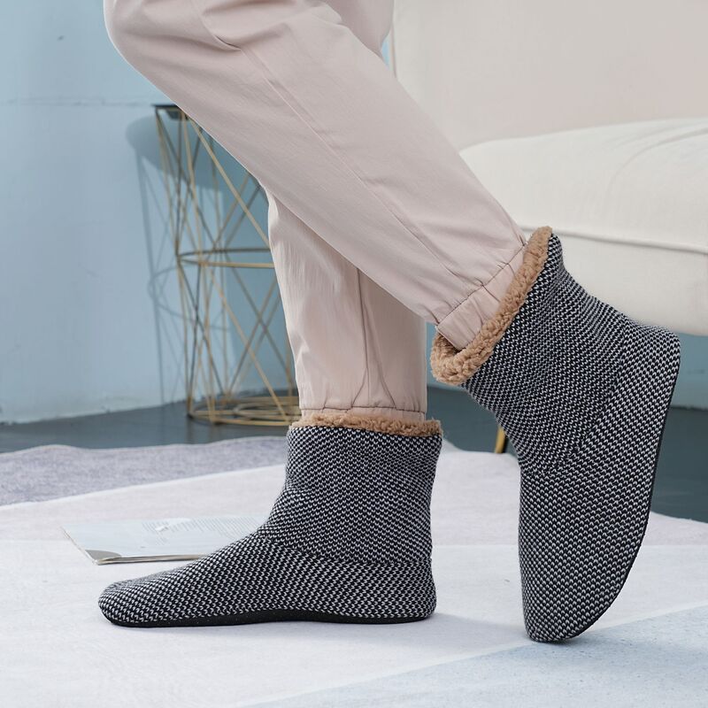 Autumn and winter men's warm socks dispensing non-slip shoes socks indoor home foot warmer artifact mid-calf fleece-lined thickened floor socks