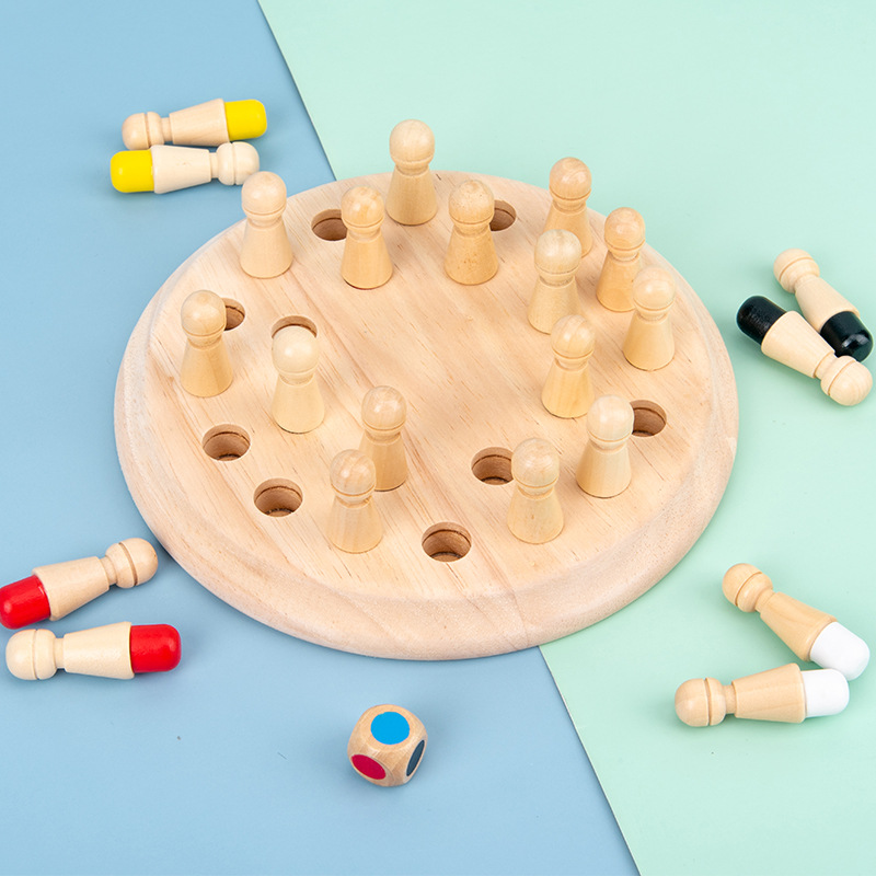 Memoria de color de madera ajedrez padre-hijo escritorio ejercicio bebé memoria rompecabezas juego niños juguete cognitivo ajedrez