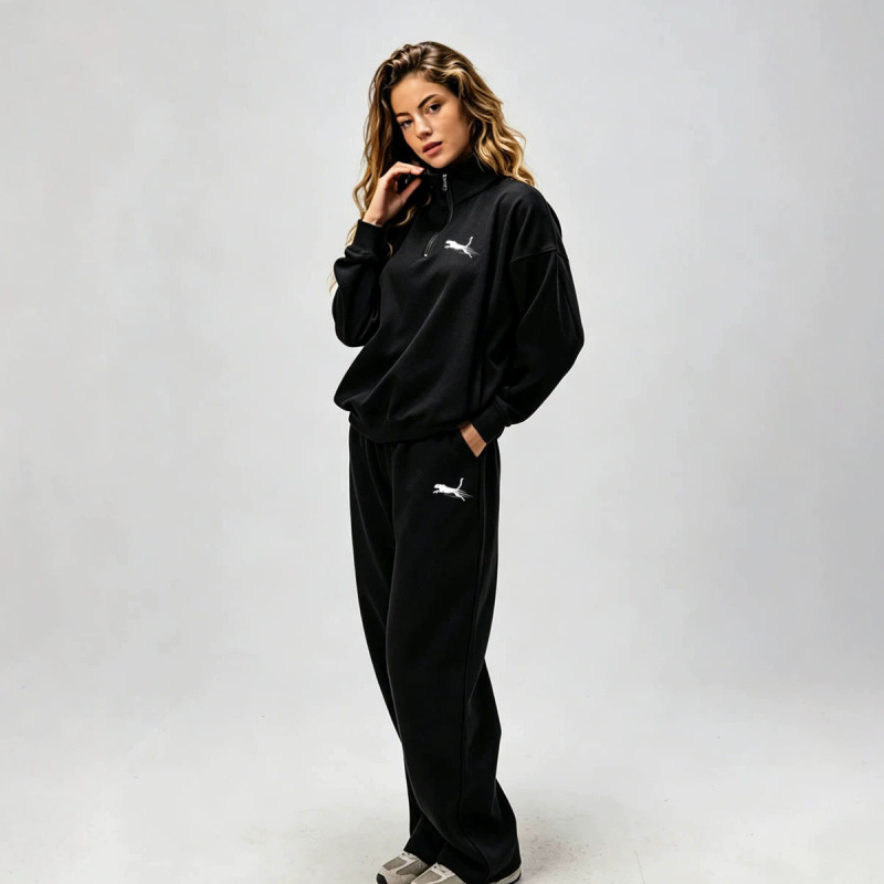 New Cross-Border Foreign Trade Leopard Print Half-Zip Sweatshirt and Sweatpants Set, Couple Style Casual Sports Two-Piece Set New Cross-Border Foreign Trade Leopard Print Half-Zip Sweatshirt and Sweatpants Set, Couple Style Casual Sports Two-Piece Set
