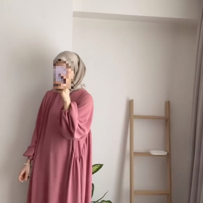 エキゾチックなムスリム女性の無地エレガントでファッショナブルな大きいサイズのロングスタイルのゆったりとしたロングスカートプルオーバードレス新しいスタイル|undefined