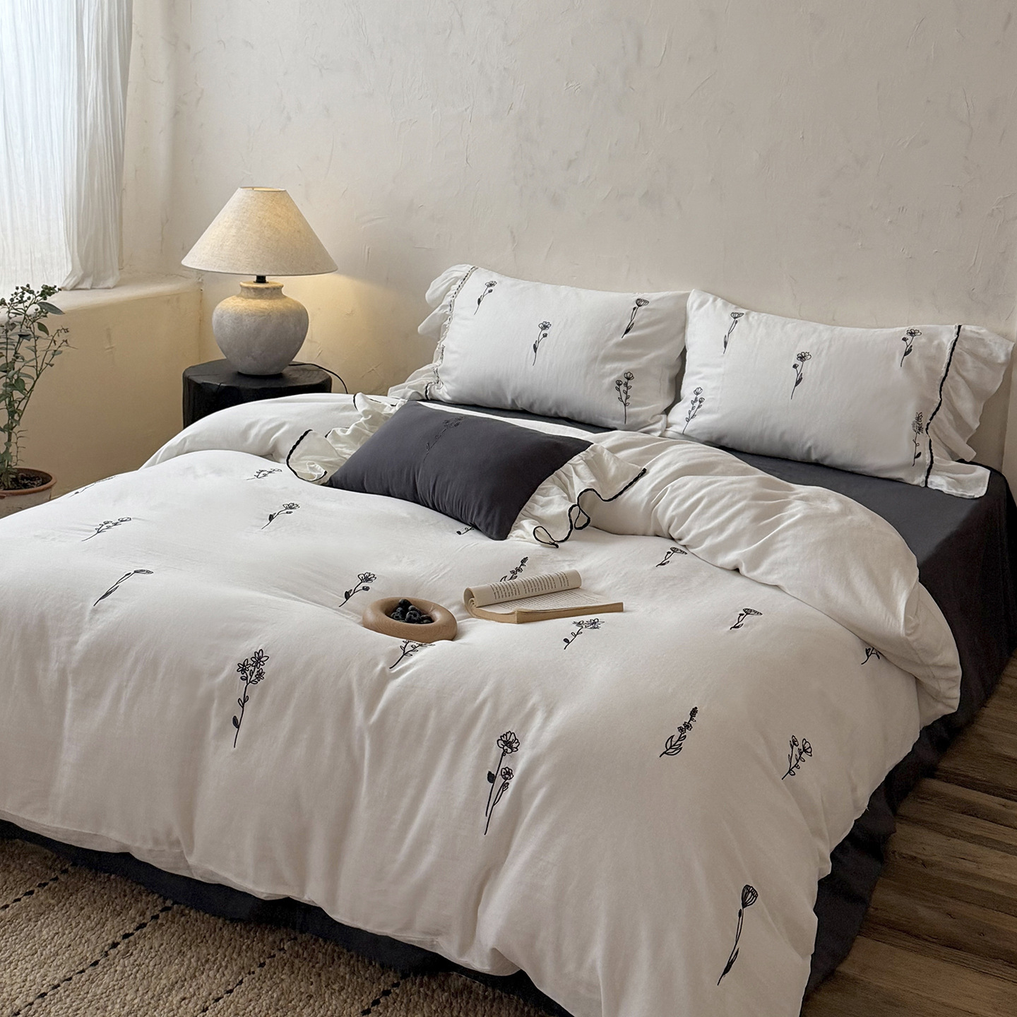 supple! Soft And Breathable Crinkled Gauze Four-piece Set, Pure Cotton, Double-layer Gauze, French Lace, Girly Bedding_voghion.com