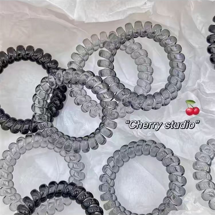 Ice Transparent Black and Cold Style Transparent Telephone Line Hair Ring Ins High Beauty Value Couple's Head Rope Bracelet Hair Accessories Seamless Rubber Tendons